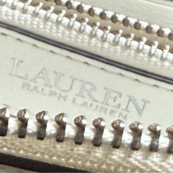 LRL Lauren Ralph Lauren embroidered leather zip wallet White Green Multicolor - Picture 3 of 16